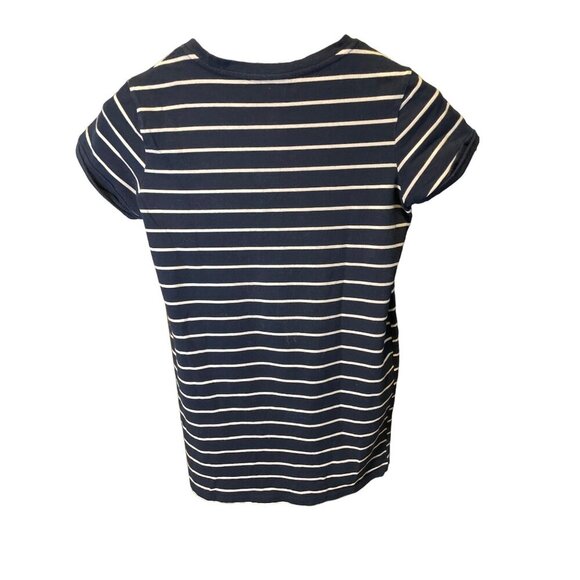 Lulu's Navy White Striped Short Sleeve Crew Neck Top SZ Small - Picture 5 of 8